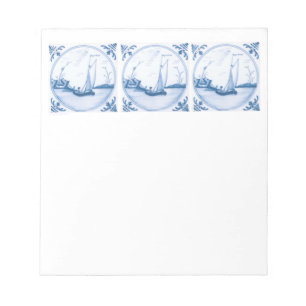 Blauw Witte Delfts Zeilboot Notitieblok