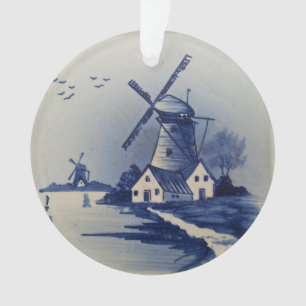 Blauw Witte Delftsblauw Windmolen Ornament