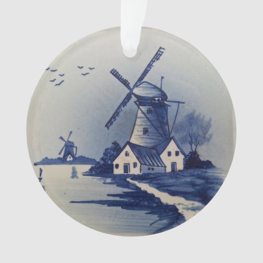 Blauw Witte Delftsblauw Windmolen Ornament (voorkant)