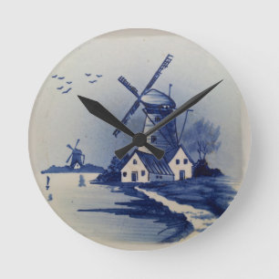 Blauw Witte Delftsblauw Windmolen Ronde Klok
