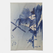 Blauw Witte Delftsblauw Windmolen Theedoek (Verticaal)