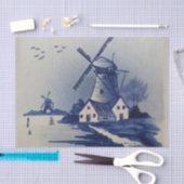 Blauw Witte Delftsblauw Windmolen Tissuepapier (Craft)