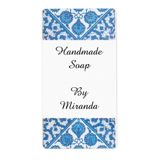 Blauw Witte Delftsblauwe Korenbloem Aangepaste Amb Etiket (Voorkant)