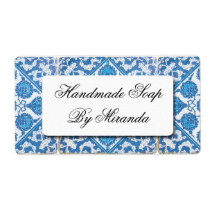 Blauw Witte Delftsblauwe Korenbloem Aangepaste Lab Etiket