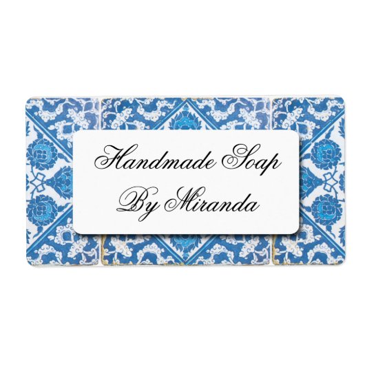 Blauw Witte Delftsblauwe Korenbloem Aangepaste Lab Etiket (Voorkant)
