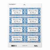 Blauw Witte Delftsblauwe Korenbloem Aangepaste Lab Etiket (Full Sheet)
