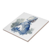 Blauw-witte Delftse kunst met een meisjesdorpscène Tegeltje (Zijkant)