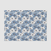 Blauw Witte Denim Bloemen Bruidsfeest Tissuepapier (Voorkant)