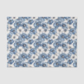 Blauw Witte Denim Bloemen Bruiloft Feest Tissuepapier (Voorkant)
