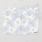 Blauw-witte denim bloemen denken aan jou briefkaart (Achterkant)
