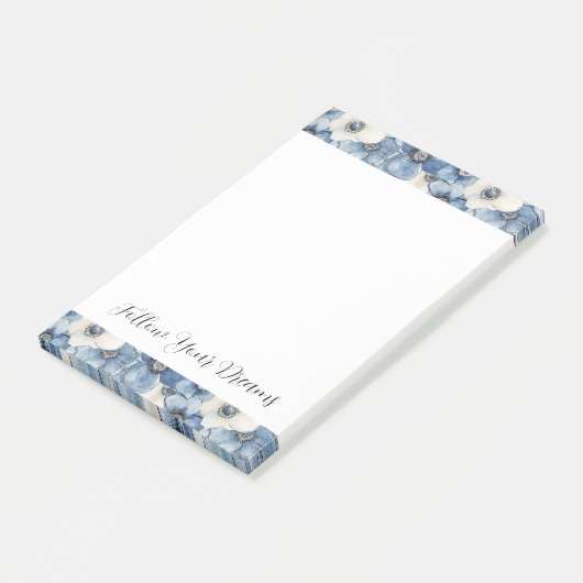 Blauw Witte Denim Bloemen Verjaardag Post-it® Notes (Schuin)