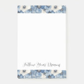 Blauw Witte Denim Bloemen Verjaardag Post-it® Notes (Voorkant)