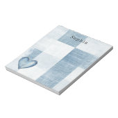 Blauw Witte Denim Broek Hart Persoonlijke Naam Notitieblok (Linkerzijde)