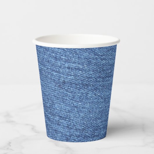 Blauw Witte Denim Textuur Uiterlijk Afbeelding Papieren Bekers (Voorkant)