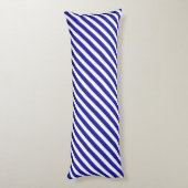 Blauw + Witte Diagonale Strepen Lichaamskussen (Achterkant (Verticaal))