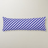 Blauw + Witte Diagonale Strepen Lichaamskussen (Voorkant)