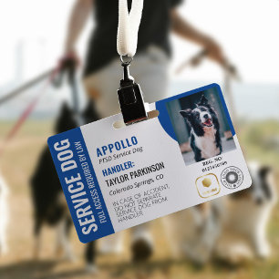Blauw Witte Diensthond 2 Logos & Foto ID Badge