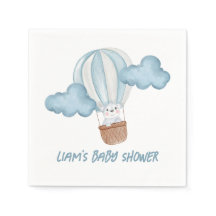 Blauw & Witte Dieren Baby Shower Servetten Bewerkb