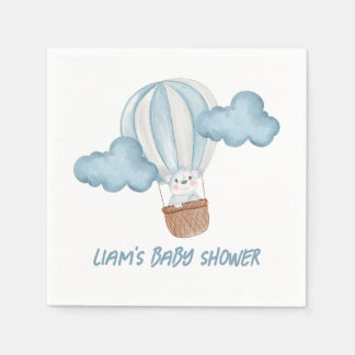 Blauw & Witte Dieren Baby Shower Servetten Bewerkb