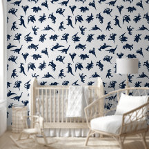 Blauw Witte Dinosaurus Baby Boy Kwekerij Verwijder