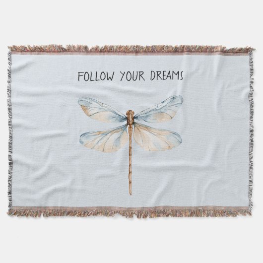 Blauw Witte Droom Libel Verjaardag Deken (Voorkant)