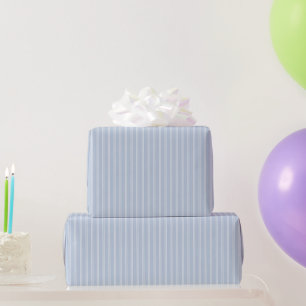 Blauw Witte Dubbele Strepen Verjaardag Cadeaupapier