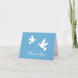 Blauw witte duif vogels bruiloft dank u kaart