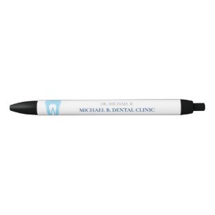 Blauw Witte Eenvoudige Tandarts logo Zwarte Inkt Pen