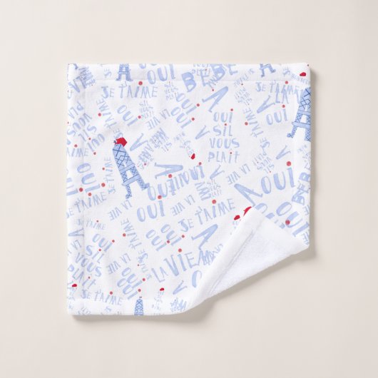 Blauw-witte Eiffeltoren Badhanddoek Set Bad Handdoek (Wasdoekje)