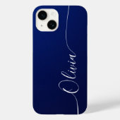 Blauw Witte Elegante Kalligrafie Script Naam Case-Mate iPhone Case (Achterkant)