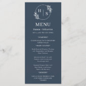 Blauw Witte Elegante Klassieke Trouw  Menu (Voorkant)