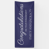 Blauw Witte Elegante Script Verloving Spandoek (Verticaal)