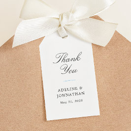 Blauw Witte Elegante Trouw Trouwkaart Cadeaulabel