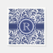 Blauw-witte elegantie William Morris Monogram Servetten (Voorkant)