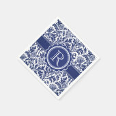 Blauw-witte elegantie William Morris Monogram Servetten (Hoek)
