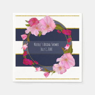Blauw Witte en Gouden Moderne Bloemrijke Chic Glam Servet