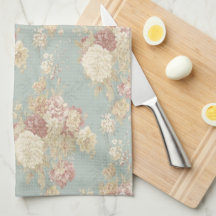 Blauw Witte en Roze Bloemige Shabby Chic Bloemen
