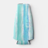 Blauw Witte en Turquoise Abstracte Fleskoelers Flesjeskoeler (Voorkant)