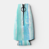 Blauw Witte en Turquoise Abstracte Fleskoelers Flesjeskoeler (Achterkant)