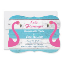 Blauw & Witte Flamingo Jonggezellenfeest Uitnodigi