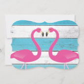 Blauw & Witte Flamingo Jonggezellenfeest Uitnodigi Kaart (Achterkant)