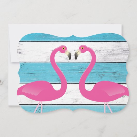 Blauw & Witte Flamingo Jonggezellenfeest Uitnodigi Kaart (Achterkant)