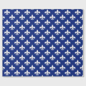 Blauw-witte Fleur-de-lis Cadeaupapier (Vlak)