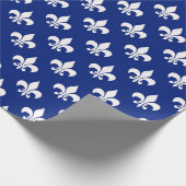 Blauw-witte Fleur-de-lis Cadeaupapier (Hoek)