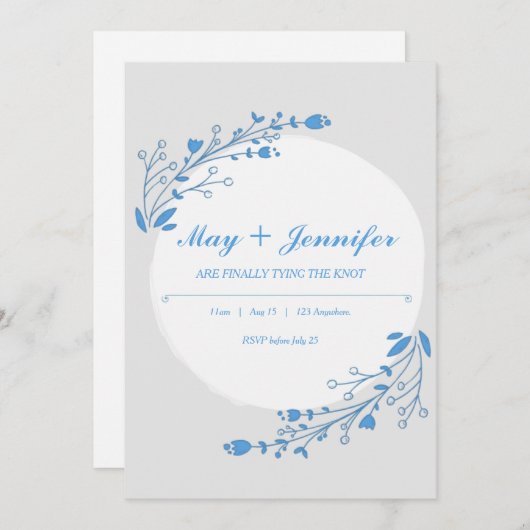 Blauw-witte Floral Kaart (Voorkant / Achterkant)