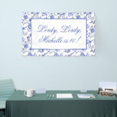  blauw-witte Floral Lordy 40 Birthday Spandoek (Beurs)