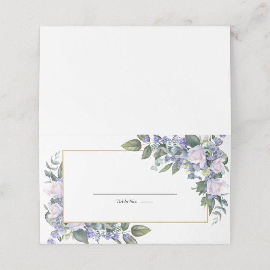 Blauw-witte Floral Plaatskaartje (Buitenkant ongevouwen)