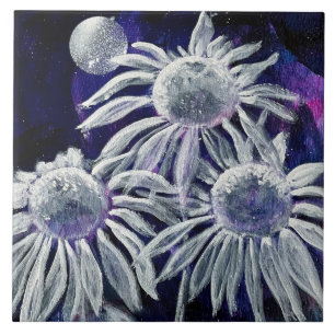 Blauw-witte Floral Tegeltje