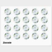 blauw - witte florale groen dank u ronde sticker (Vel)