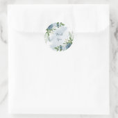 blauw - witte florale groen dank u ronde sticker (Tas)